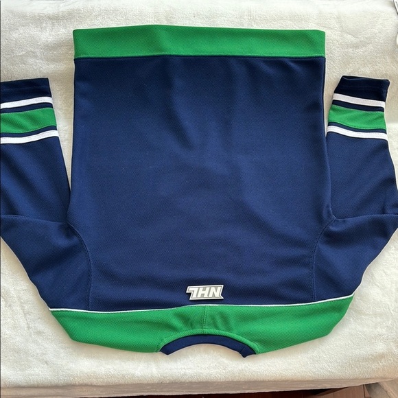 Youth Size 10-12 Official Canucks Blue and Green Orca Hockey Jersey - Picture 2 of 7